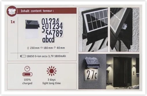 Paulmann 94694 - LED/0,2W IP44 Număr casă solar NEDA 3,7V
