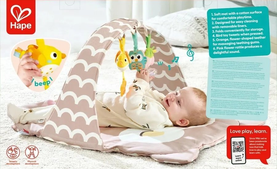 Suport de joacă bebeluși cu bară Hape Bufnița Oskar