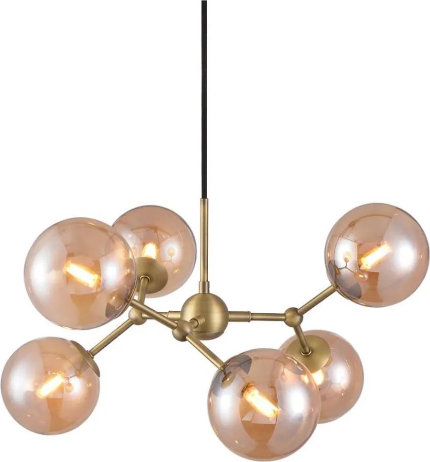 Halo Design 738830 - Lustră cu cablu ATOM 6xG9/28W/230V, Ø 57 cm, alamă/k. bej