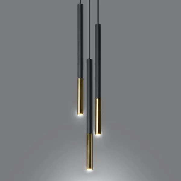 Lustră pe cablu MOSAIC 3xG9/12W/230V neagră/aurie