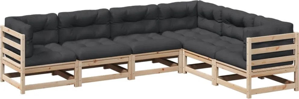 vidaXL Set canapele de grădină cu perne, 6 piese, lemn masiv de pin