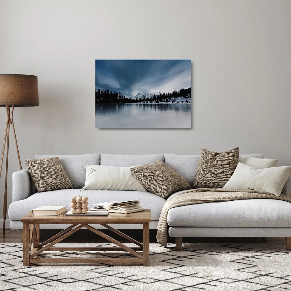 Tablou pe sticlă - Pe laacul înghețat (70x50 cm)