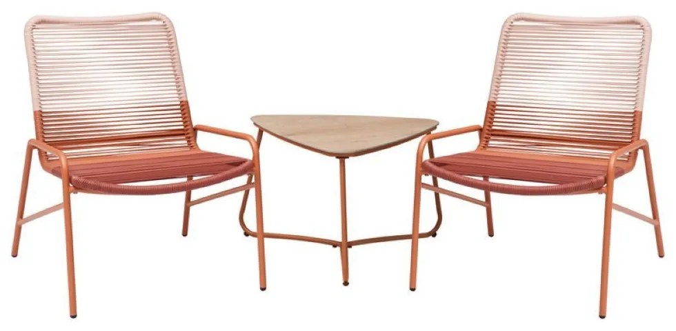 Set masuta + 2 scaune Vichy portocaliu