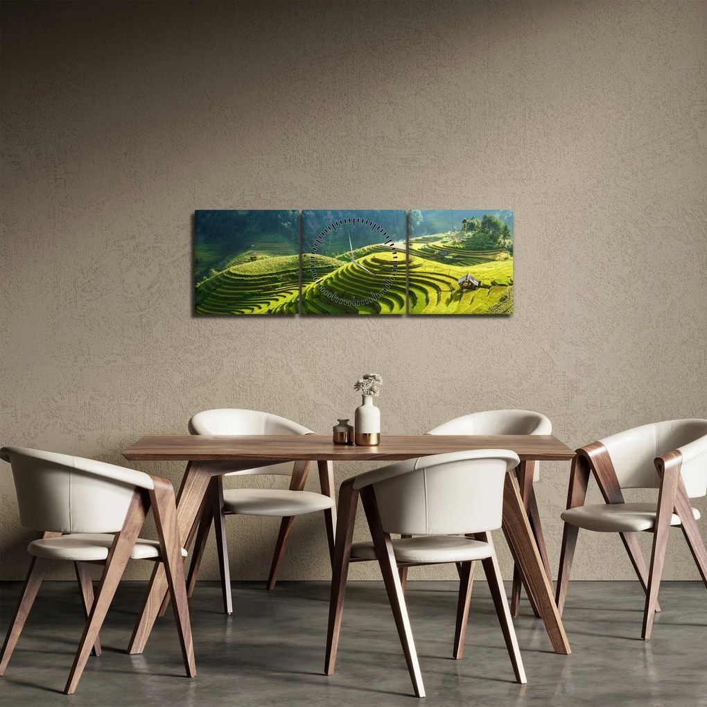 Tablou - Concert Terase de orez (cu ceas) (90x30 cm)