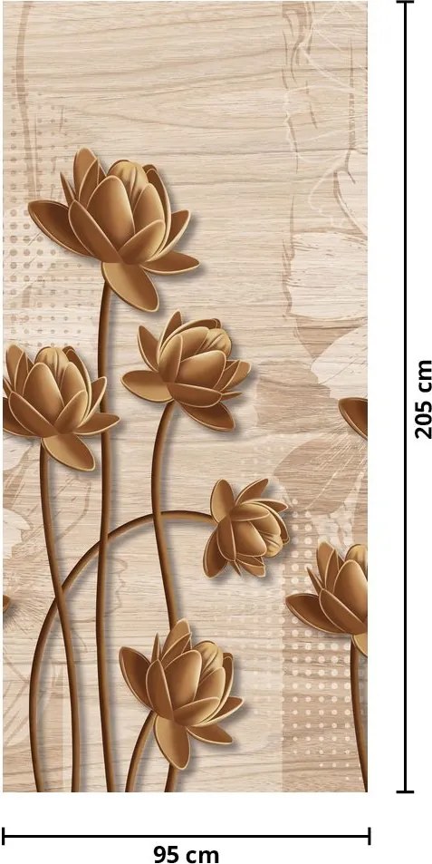 Fototapet pentru ușă - Flori maro abstract (95x205cm)