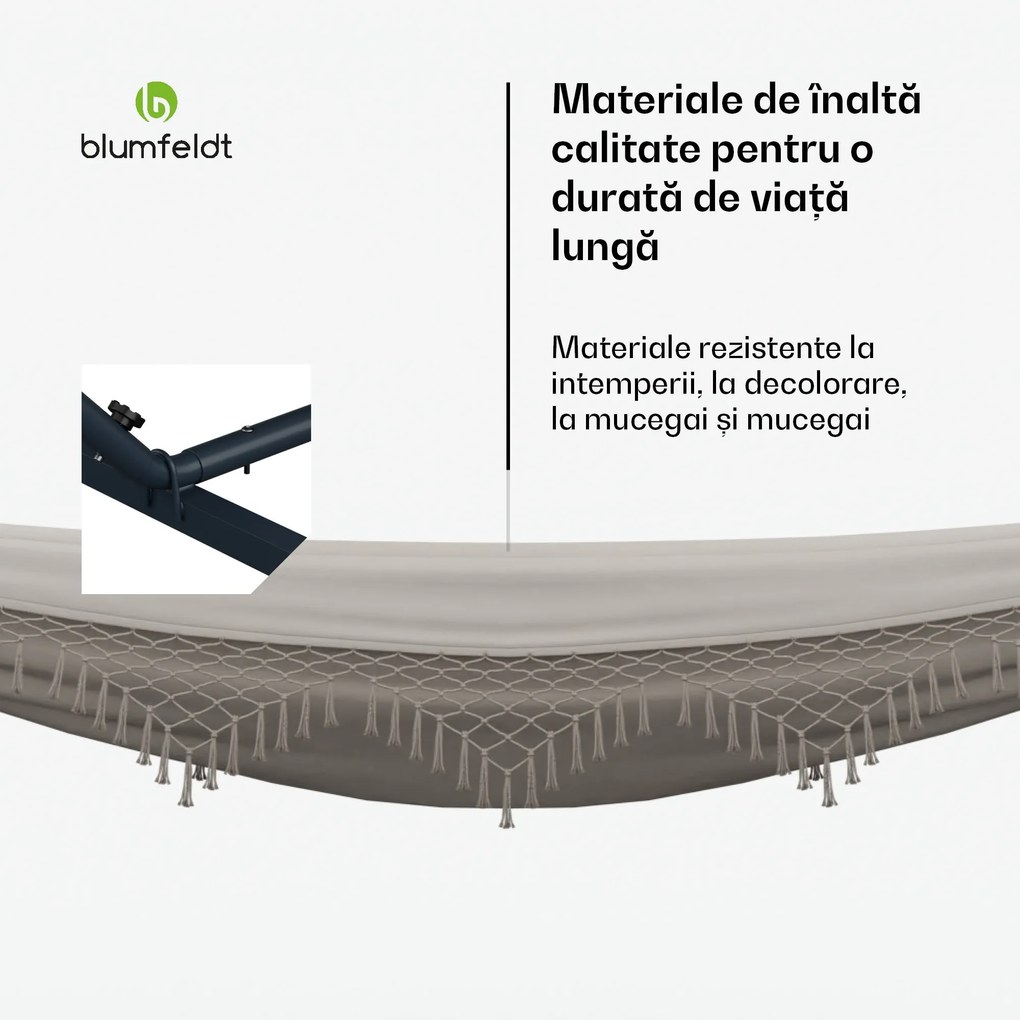 Blumfeldt Hamac SwayStation Boho, 400 x 116 cm, rezistent la intemperii, rezistent la rugină