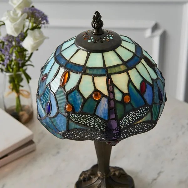 Endon 64088 - Lampă de masă Tiffany DRAGONFLY 1xE14/40W/230V Ø 20 cm
