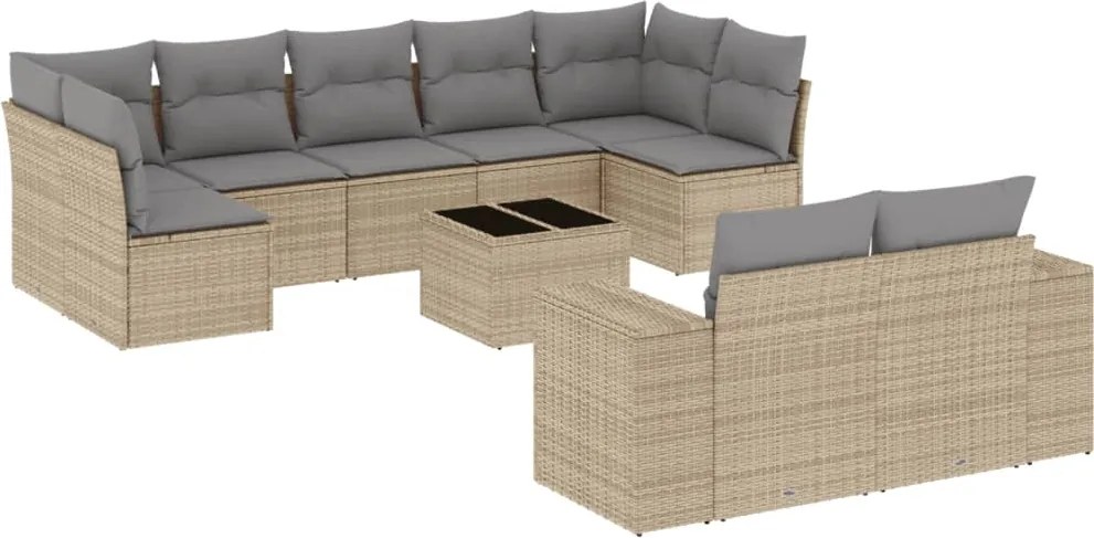 vidaXL Set canapele de grădină cu perne, 10 piese, bej, poliratan