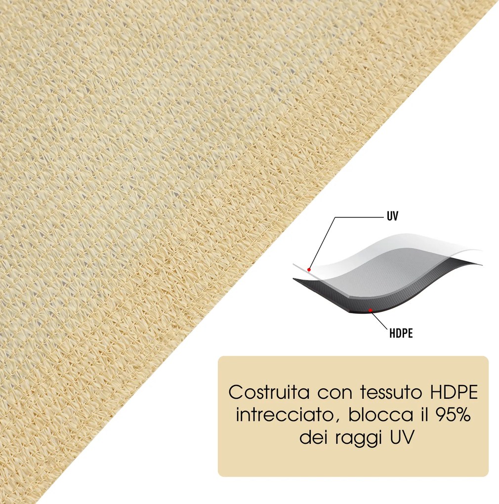 Outsunny Copertină de Soare Pătrată, Protecție UV 95%, Țesătură din Polietilenă, 360 x 360 cm, Ecru | Aosom Romania