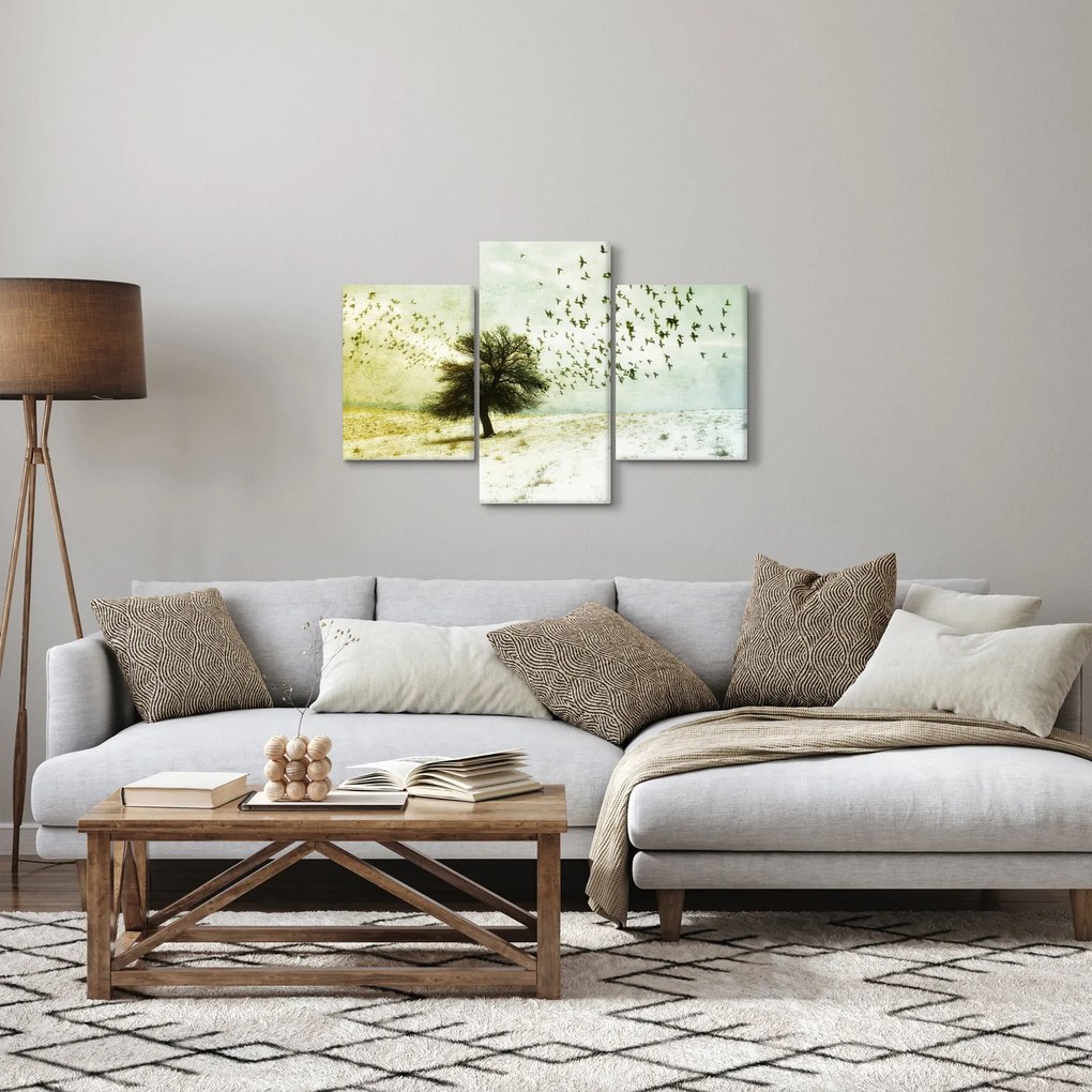 Tablou - cu multe păsări pictate (90x60 cm)