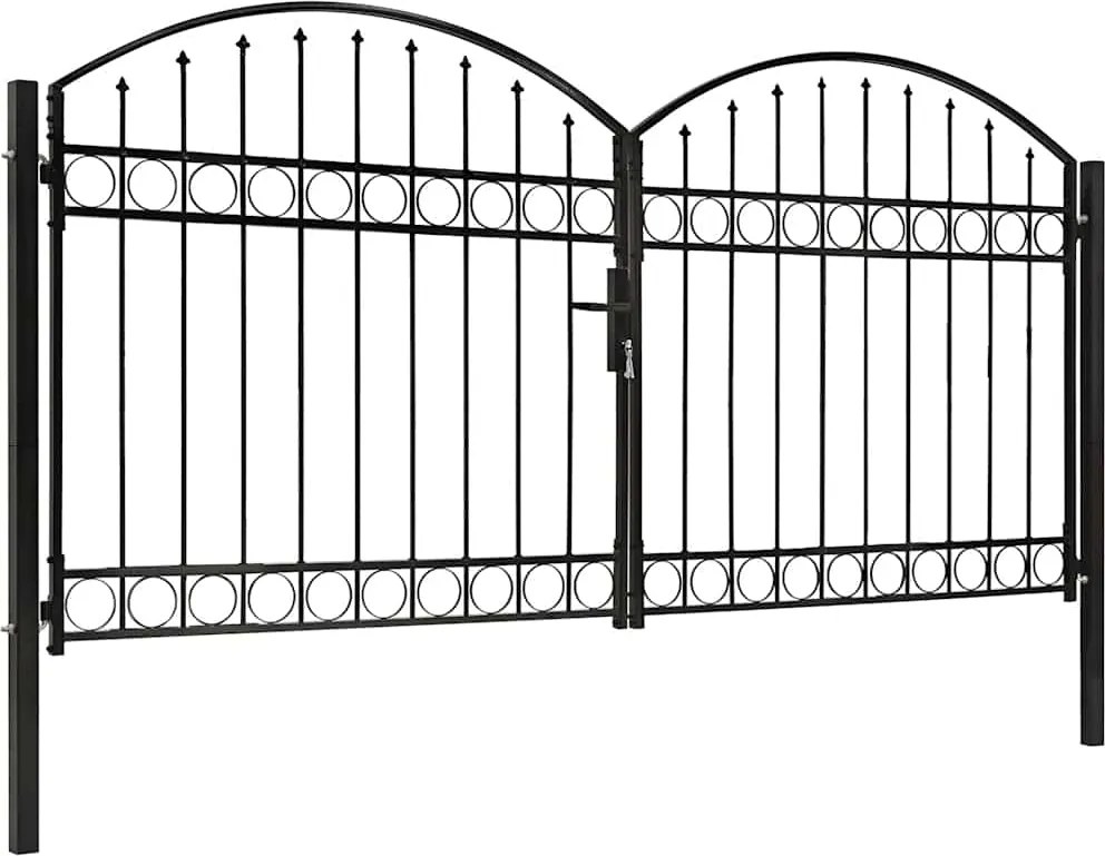 vidaXL Poartă de gard Assen Ușă dublă cu partea superioară arcuită din oțel 300x125 cm