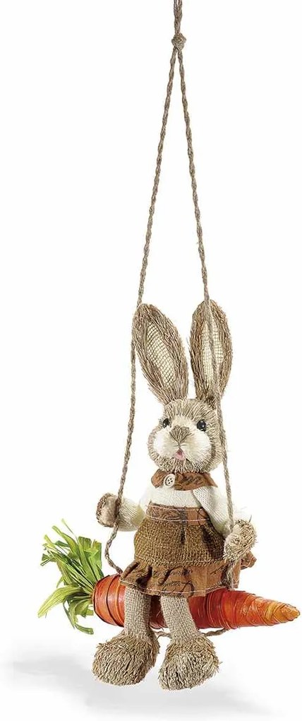 Figurina Iepuras Paste fibre naturale cu leagan cm 30x35H