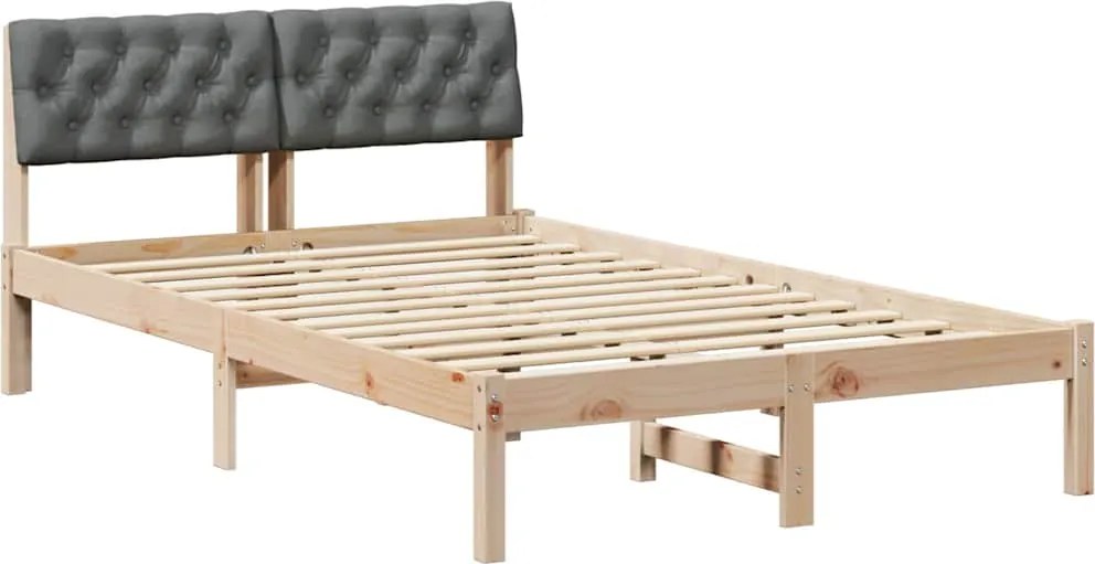vidaXL Cadru de pat maro și gri închis 120 x 190 cm Lemn masiv de pin