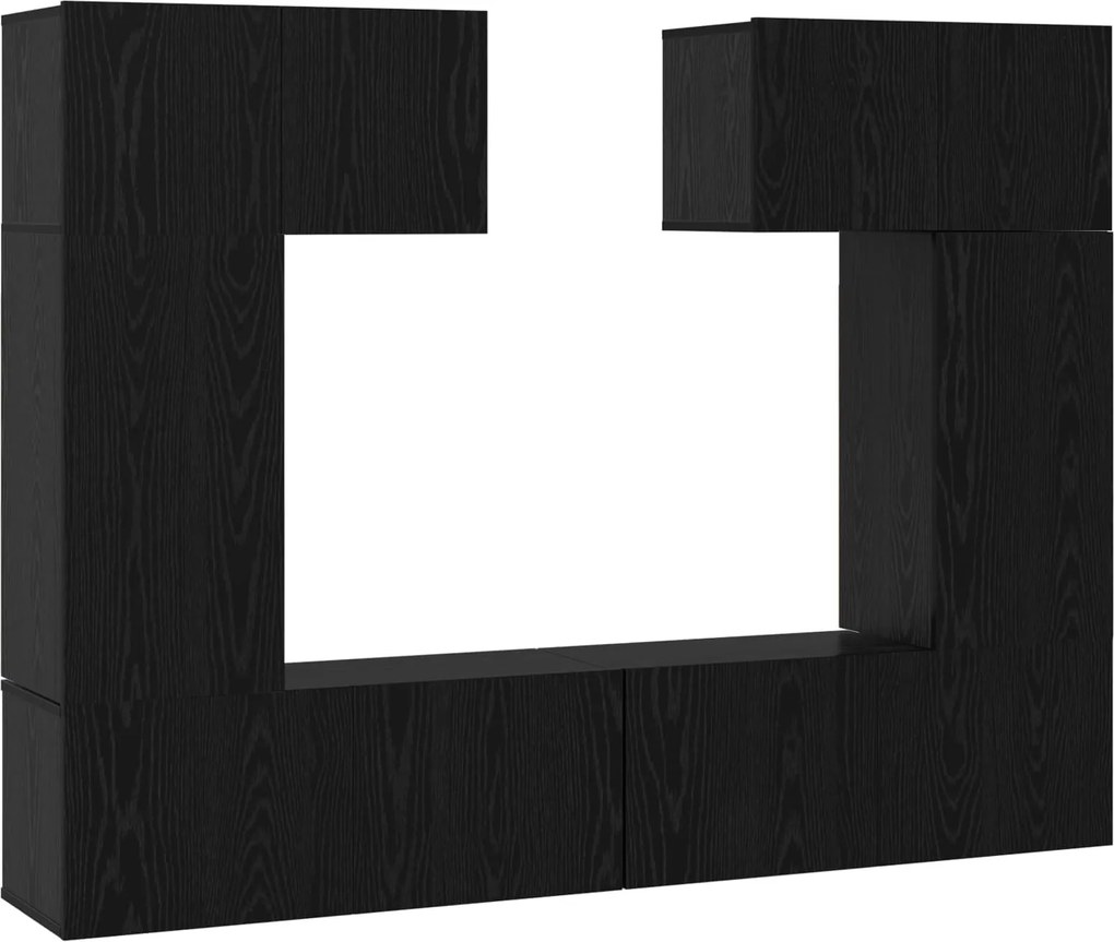 vidaXL Set comodă TV Pe perete 6 pcs Stejar Negru Lemn compozit