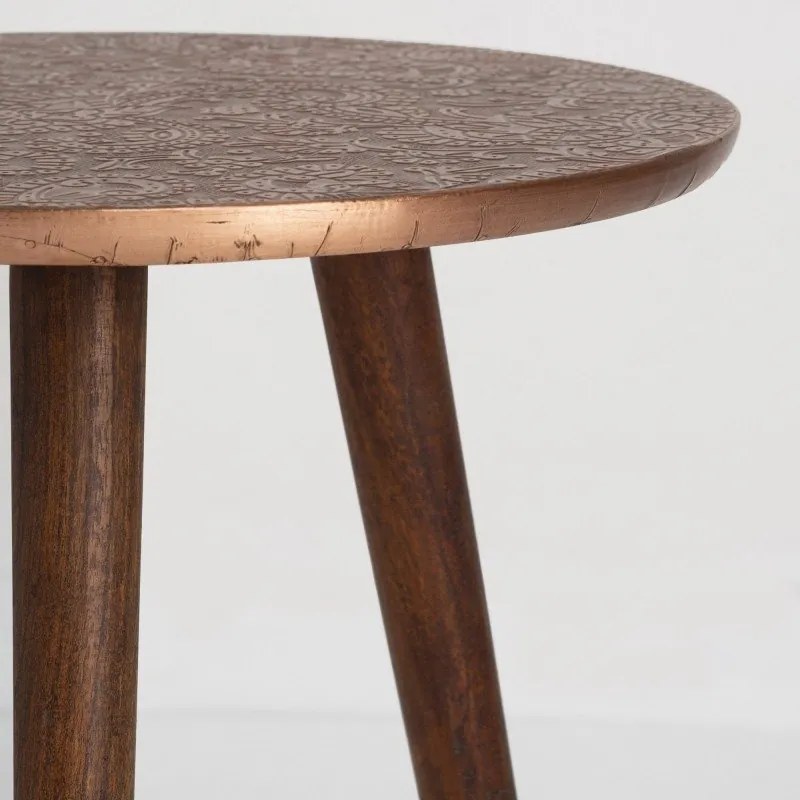 Masuta auxiliara design unicat Alcasar 50cm, cupru antic