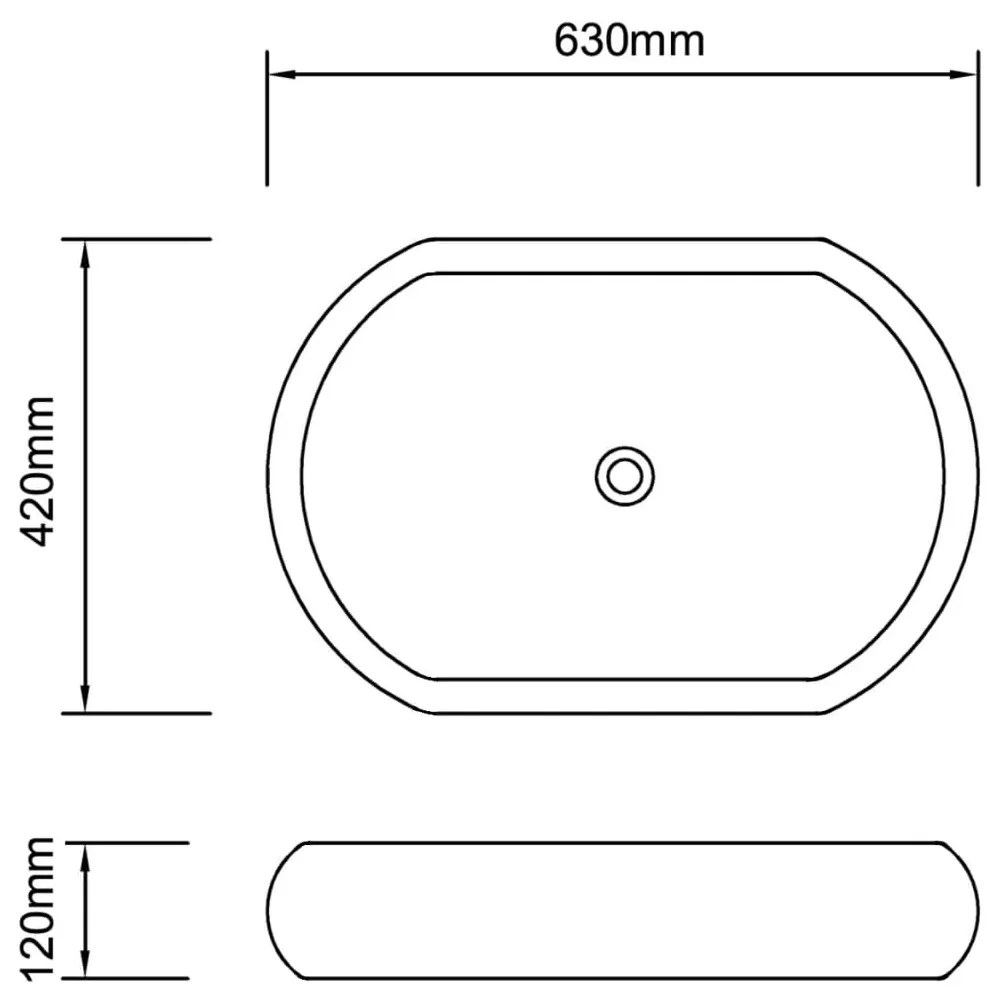 Chiuveta de baie cu robinet mixer, ceramic, oval, alb 630 x 420 x 120 mm