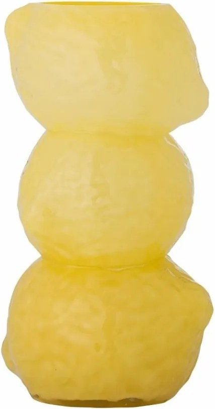 Vază din sticlă suflată manual, galben, cu forme rotunjite, finisaj lucios, 27 x 15 cm, „Limone”