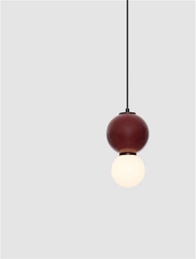 Pendul LED decorativ portelan bordeaux, sticla alb, NOESIS