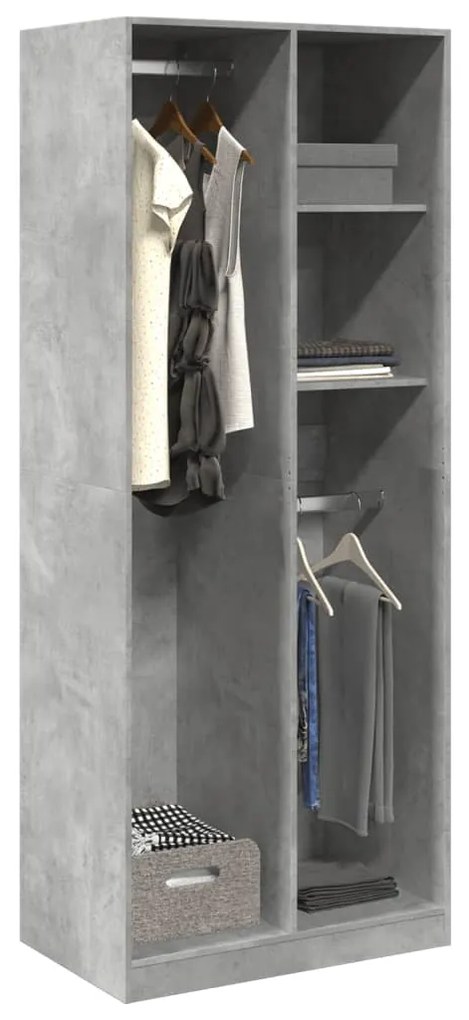 vidaXL Șifonier, gri beton, 80x50x200 cm, lemn prelucrat