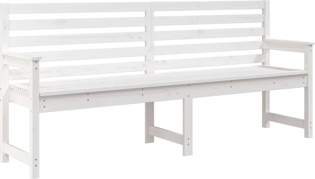 vidaXL Bancă de grădină, alb, 203,5x48x91,5 cm, lemn masiv de pin