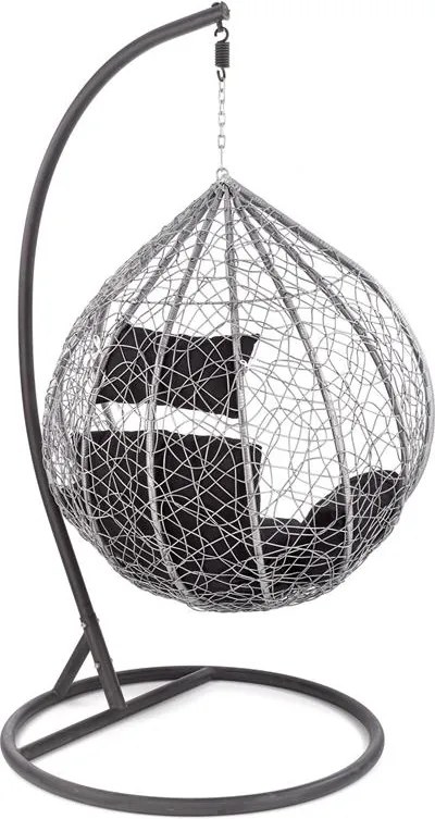 Fotoliu suspendat Eggy ratan gri/negru - H195 cm
