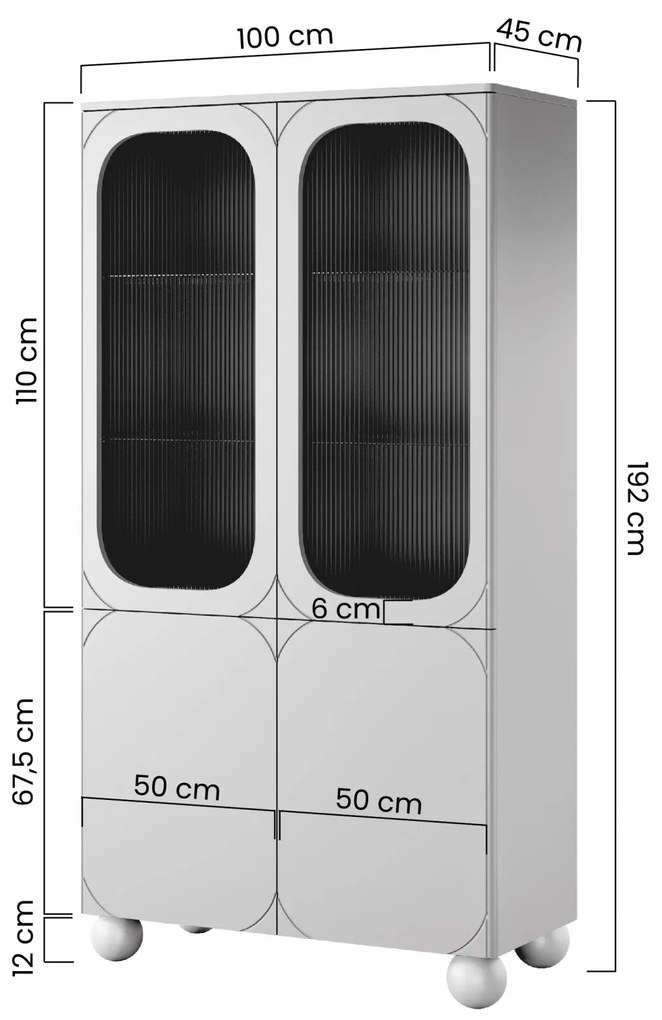 Vitrină Sonatia II 100 cm cu două uși - cașmir