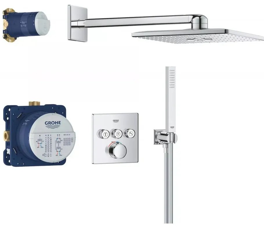 Sistem de dus cu termostat Grohe Grohtherm SmartControl Rainshower SmartActive 310 Cube