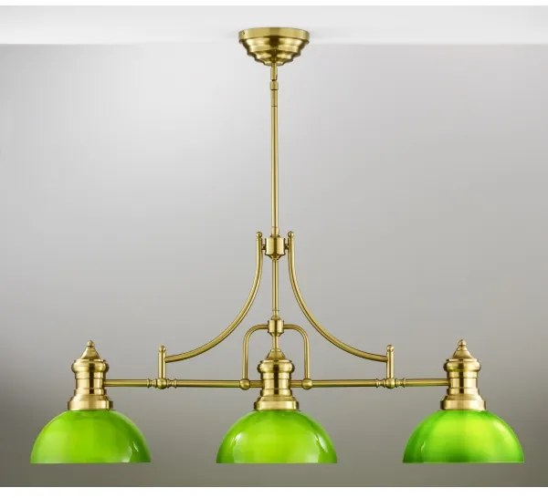 Lustră cu tijă PLATINO Jupiter 2074, 3xE27/15W/230V, verde/auriu
