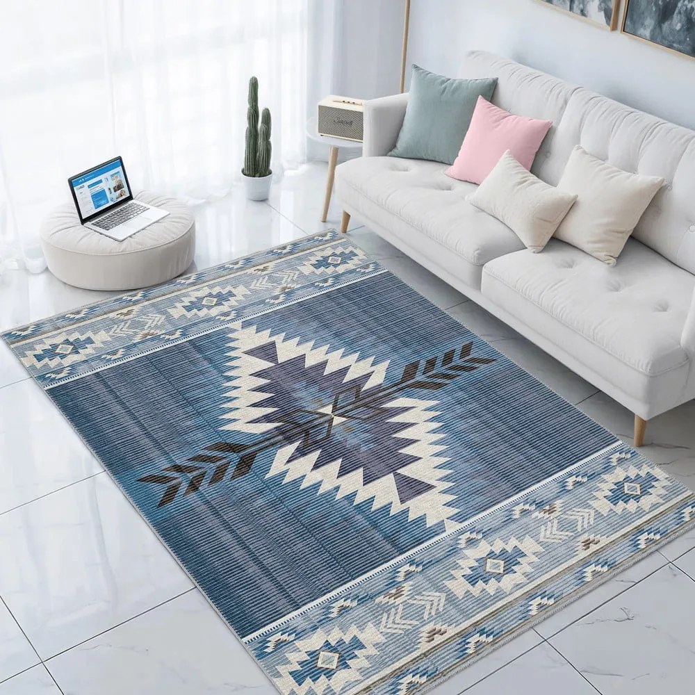 Covor albastru lavabil 160x230 cm Ethnic Geo – Mila Home