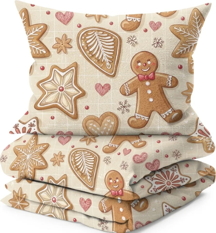 Lenjerie de pat din bumbac GINGERBREAD JOY bej Dimensiune lenjerie de pat: 70 x 90 cm | 140 x 200 cm