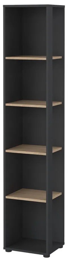 Bibliotecă gri antracit/cu aspect de lemn de stejar 41x205 cm Sign – Tvilum