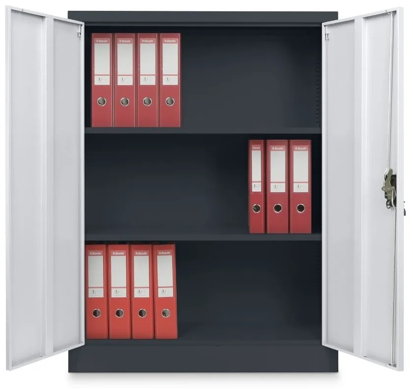 Dulap metalic universal mediu 90 x 40 x 120 cm, încuietoare cilindru, gri deschis - ral 7035