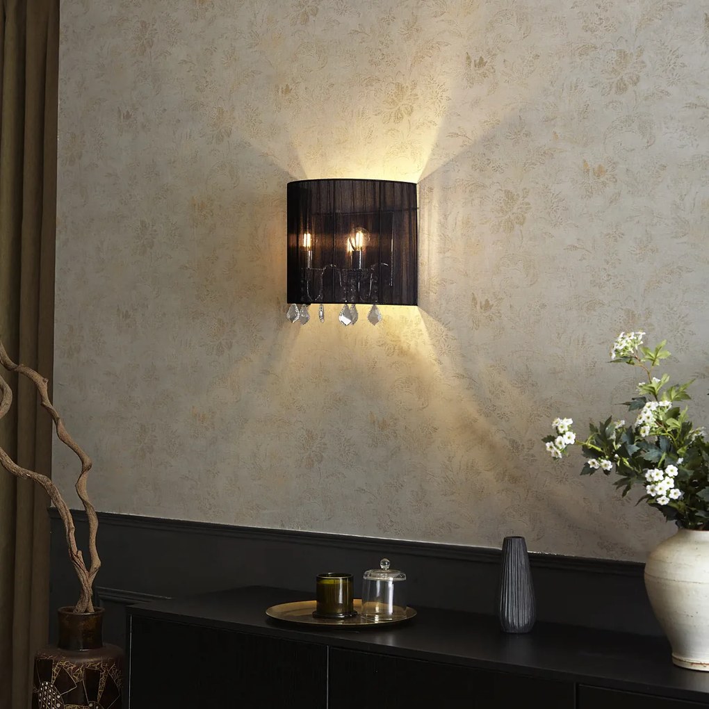 Aplică clasică crom cu abajur negru - Ann-Kathrin 2