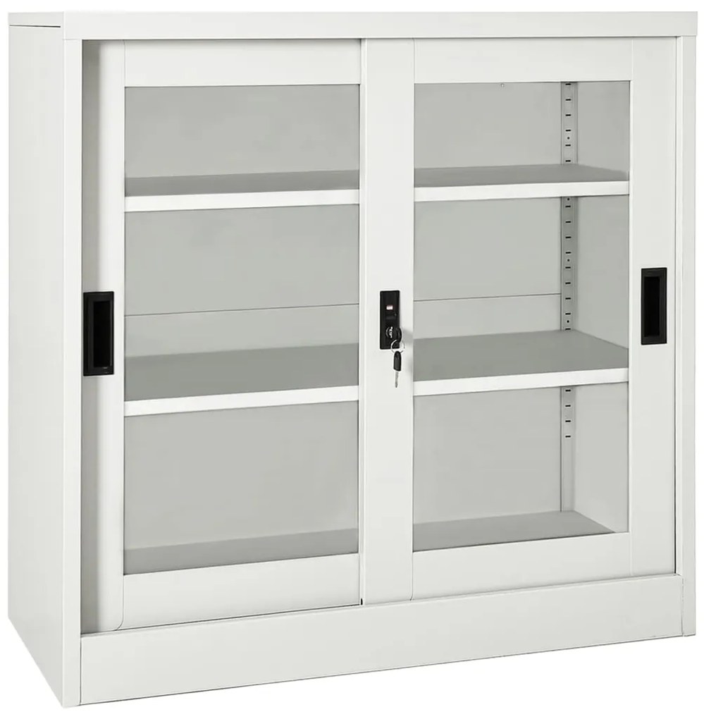 vidaXL Dulap cu ușă glisantă, gri deschis, 90x40x90 cm, oțel