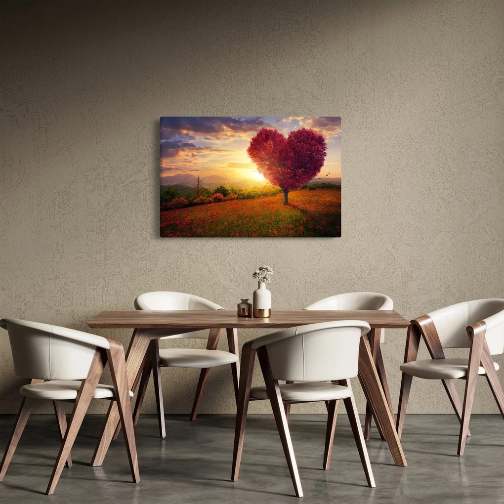 Tablou cu copaci în forma de inimă (90x60 cm)