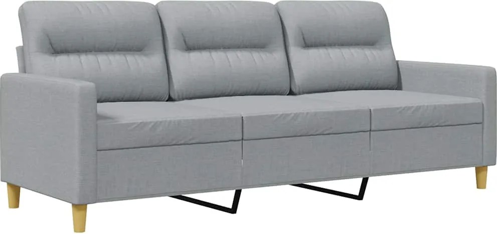 vidaXL Canapea cu 3 locuri, gri deschis, material 180CM textil