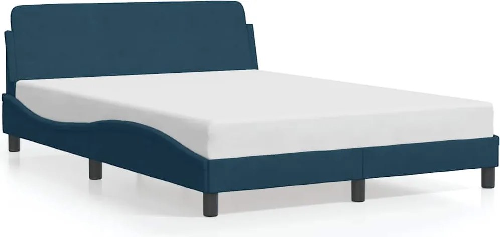 vidaXL Cadru de pat cu tăblie, Dover, albastru, 140x200 cm, catifea