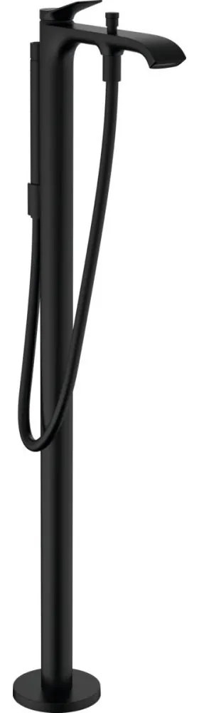 Baterie cada cu montare pe podea, cu accesorii, negru mat Negru mat
