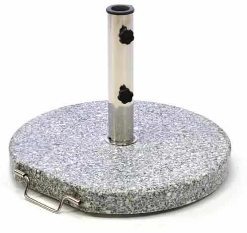 Suport umbreblă de grădină (rotund) - granit / oțel inoxidabil, 25 kg