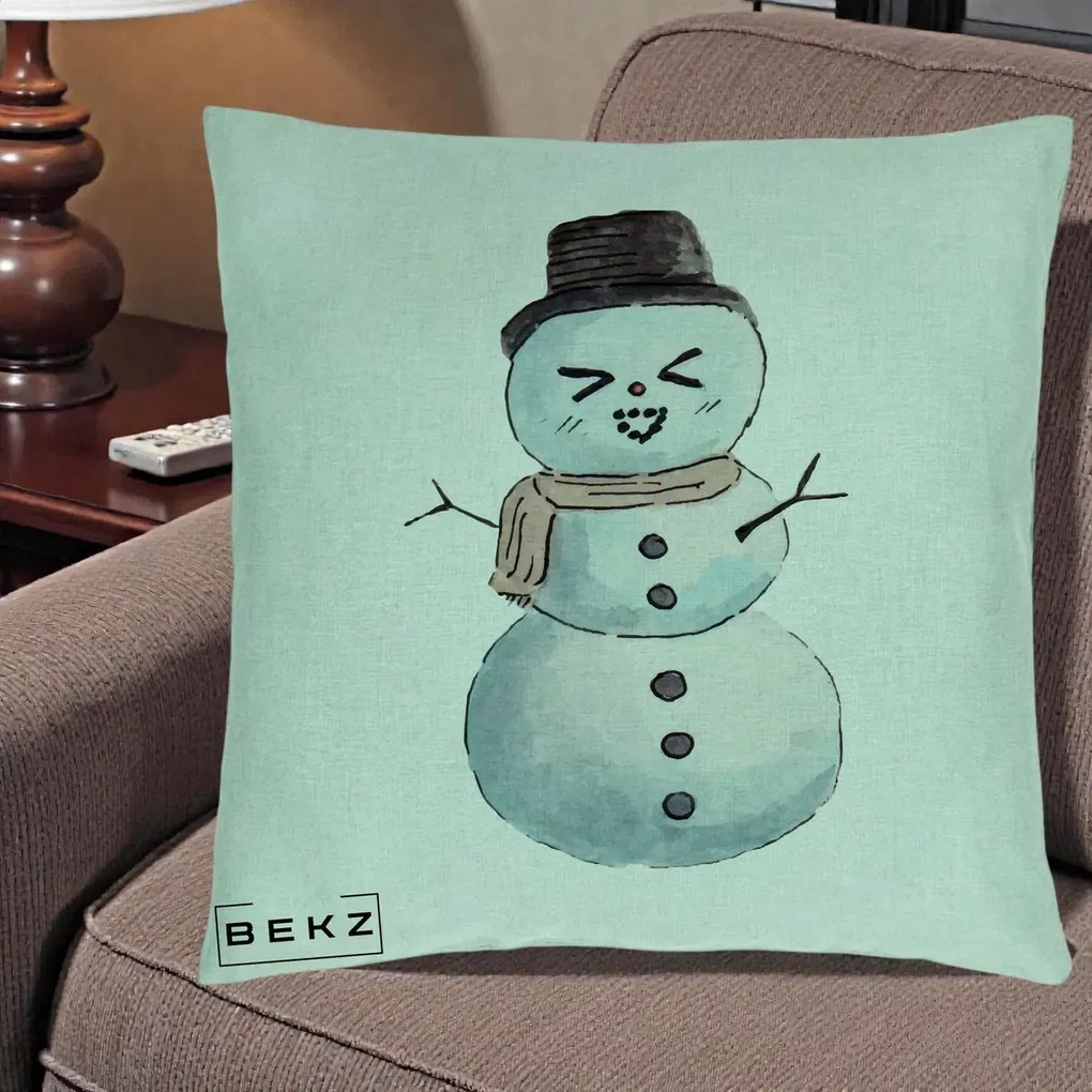 Perna Decorativa Om de Zapada Kawaii Haios, 40x40 cm, Verde Menta, Husa Detasabila, Perna Inclusa, BEKZ®