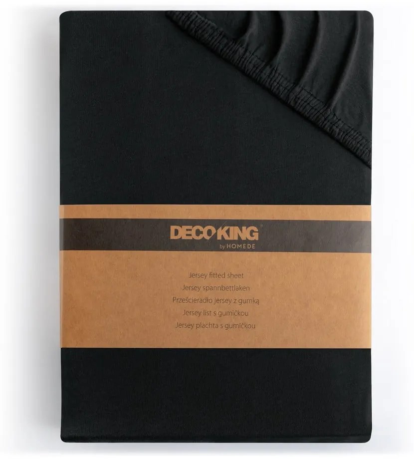 Cearceaf negru din jerseu cu elastic 220x200 cm Amber – Restilo