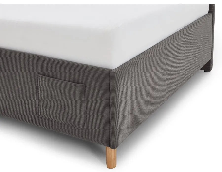 Pat pentru copii gri antracit pe colț tapițat fără somieră 90x200 cm Cool – Meise Möbel