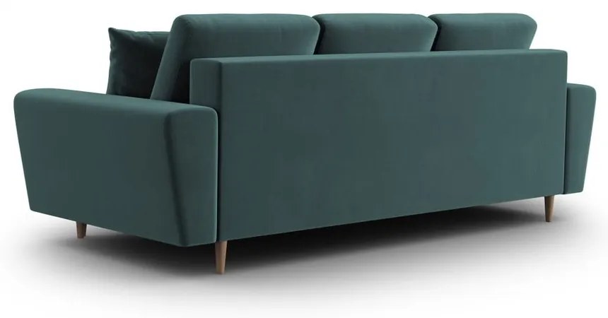 Canapea petrol extensibilă, cu spațiu de depozitare cu tapițerie din catifea 235 cm Kyoto – Cosmopolitan Design