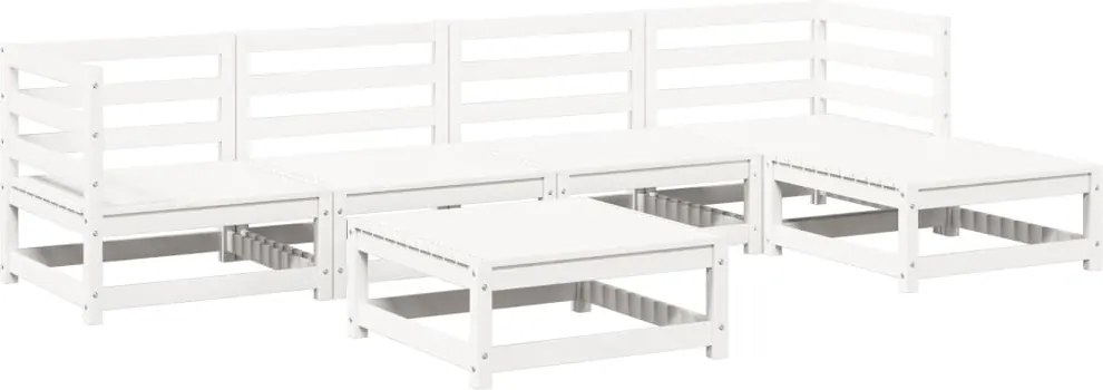 vidaXL Set canapea de grădină, 6 piese, alb, lemn masiv pin