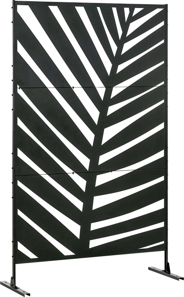 Outsunny Panou de Intimitate pentru Exterior din Metal, 122 x 198 cm, Separator Decorativ cu Suport și Șuruburi de Expansiune, Panou Autoportant pentru Grădină, Terasă, Piscină, Frunză de Bananier | Aosom Romania