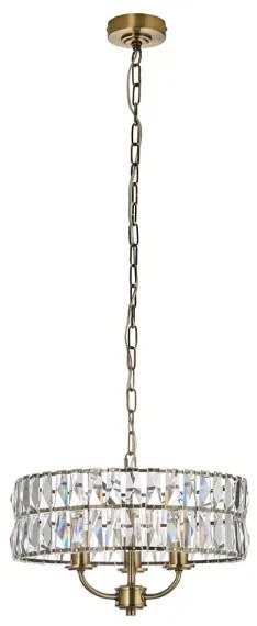 Endon 106243 - Candelabru suspendat pe lanț CLIFTON, 3 x E14, 6 W, 230 V, Ø 38,5 cm, alamă/sticlă clară