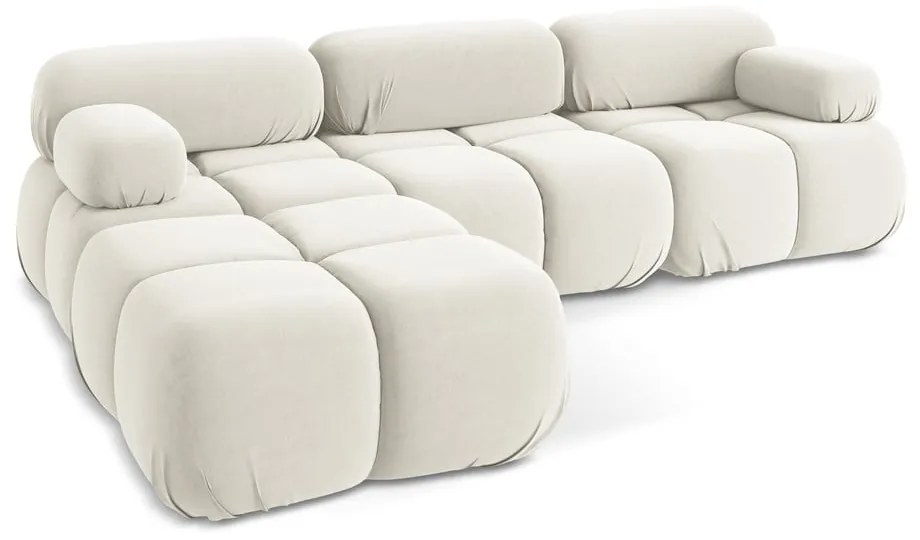 Colțar modular alb cu tapițerie din catifea Lokua – Makamii