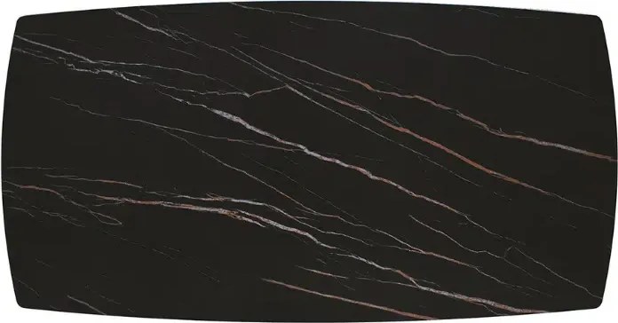 MIRABELLE-MASA BLAT ROTUNJIT CERAMICA NEGRU CU AURIU MAT EXTENSIBILA -PICIOR METALIC BRONZ 160 cm/ 90 cm