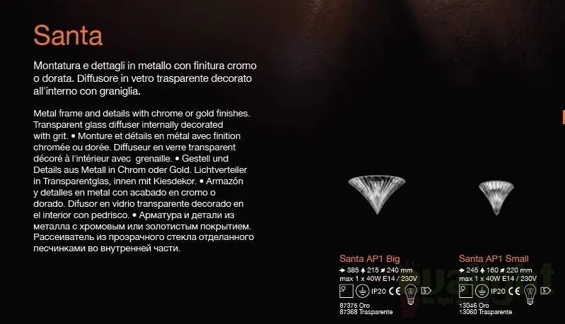 Aplica de perete Santa AP1 Big Oro 087375