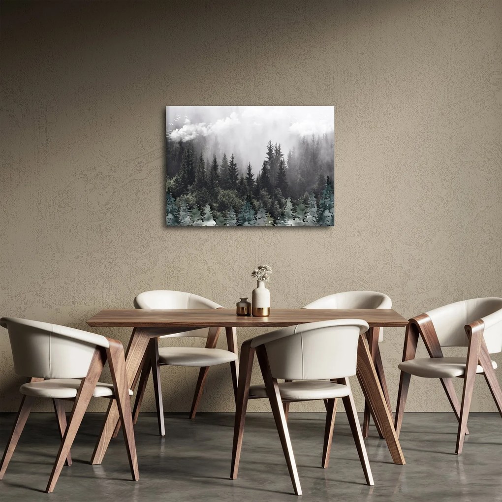 Tablou - Pădure cu elemente ilustrate (70x50 cm)
